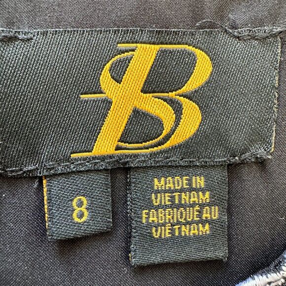 Anthropologie Sachin & Babi Petalwork Shift Dress Size 8 Black White Embroidery - Picture 8 of 10